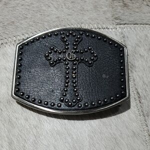 Guess Black and Silver Cross Belt Buckle